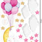 Cute Sleeping White Bunny Asleep on Moon, Reusable Nursery Wall Stickers, Children's Bedroom Wall Decor
