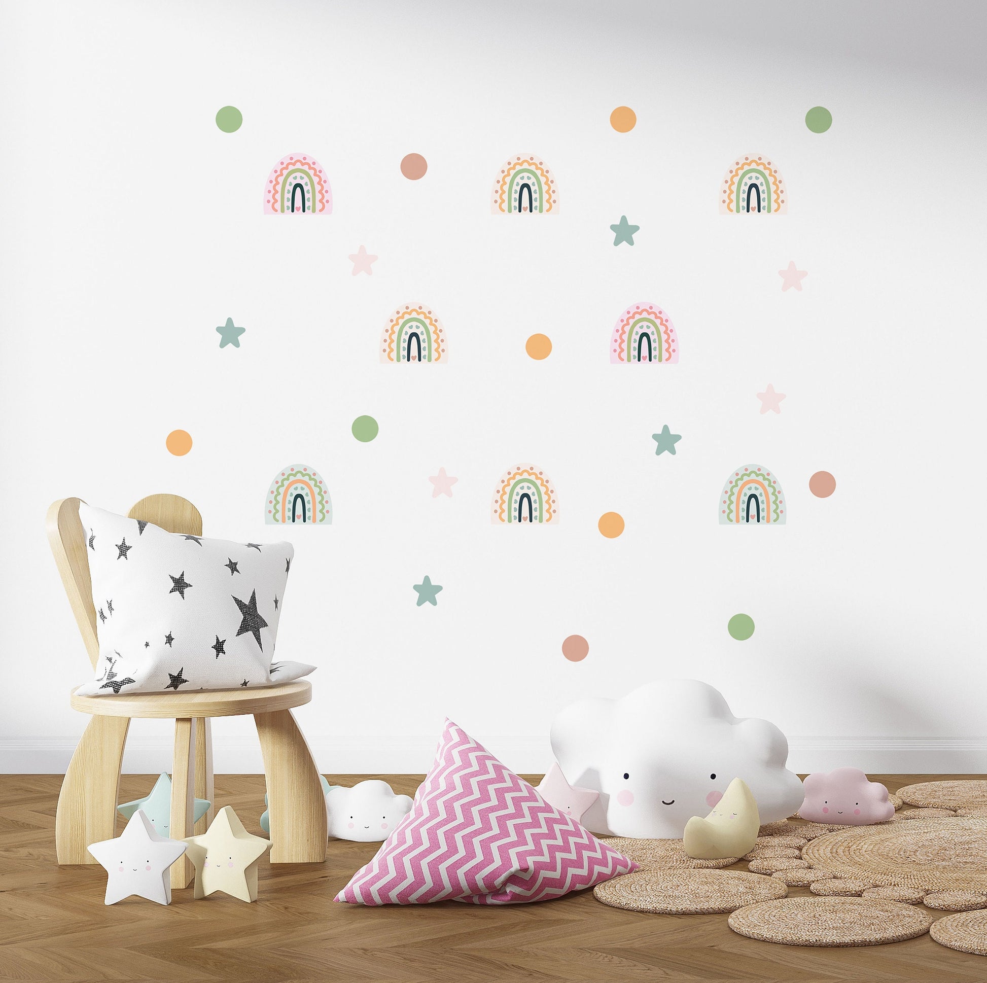 Nursery Wall Stickers Boho Rainbow Wall Decal Pastel