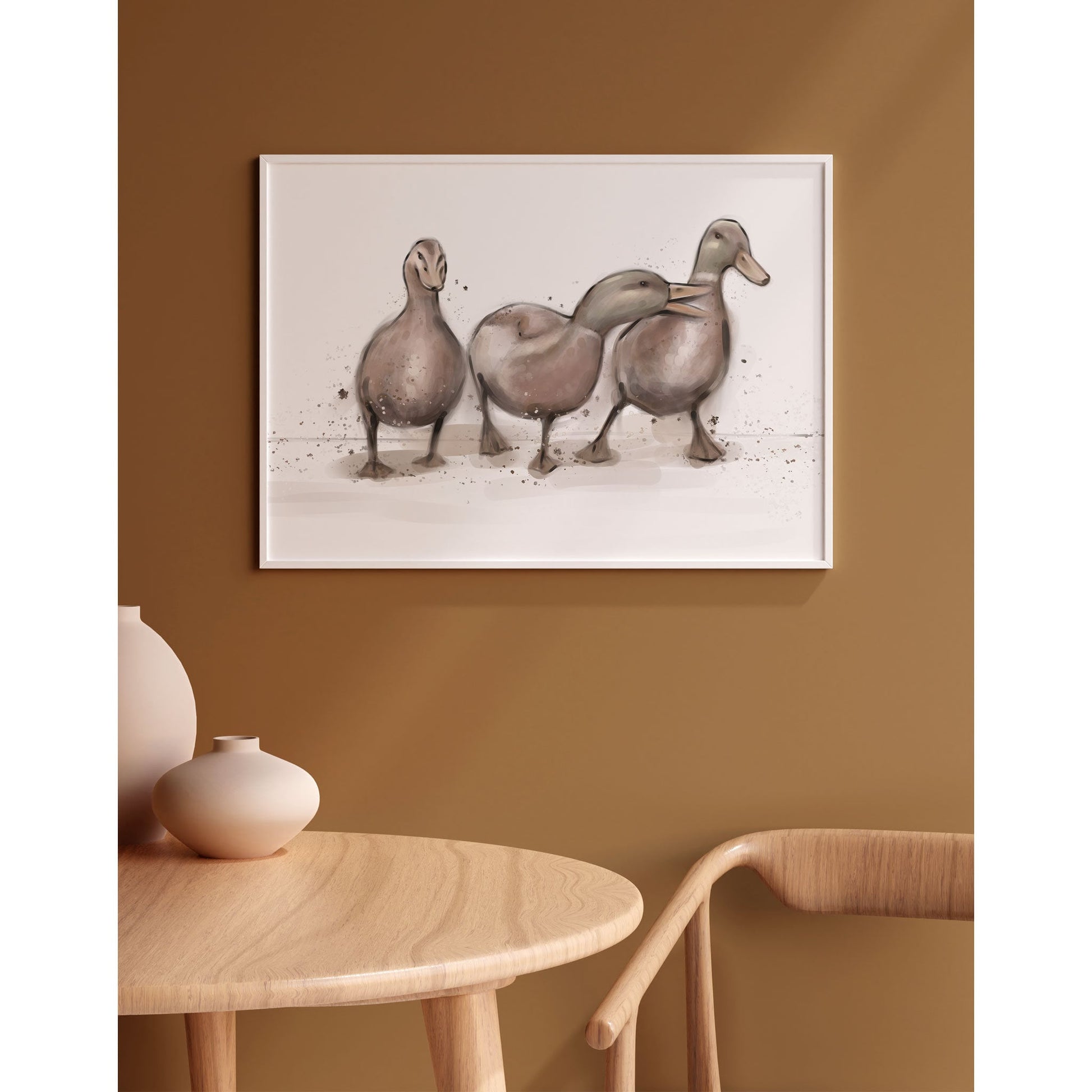 Watercolour Ducklings Print Unframed Nursery Wall Art Quirky Duck Bedroom Decor Adorable Illustration Childs Bedroom Decor Ducklings Theme