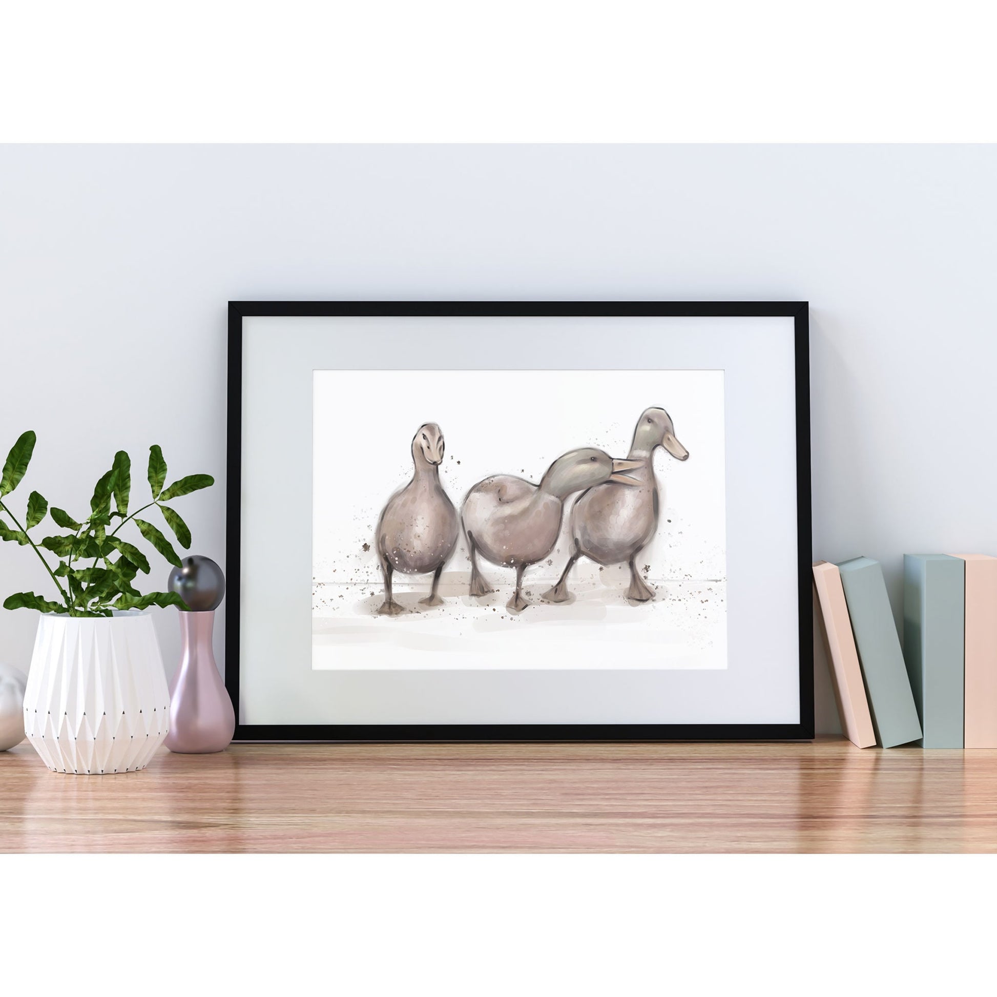 Watercolour Ducklings Print Unframed Nursery Wall Art Quirky Duck Bedroom Decor Adorable Illustration Childs Bedroom Decor Ducklings Theme