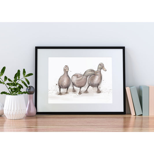 Watercolour Ducklings Print Unframed Nursery Wall Art Quirky Duck Bedroom Decor Adorable Illustration Childs Bedroom Decor Ducklings Theme