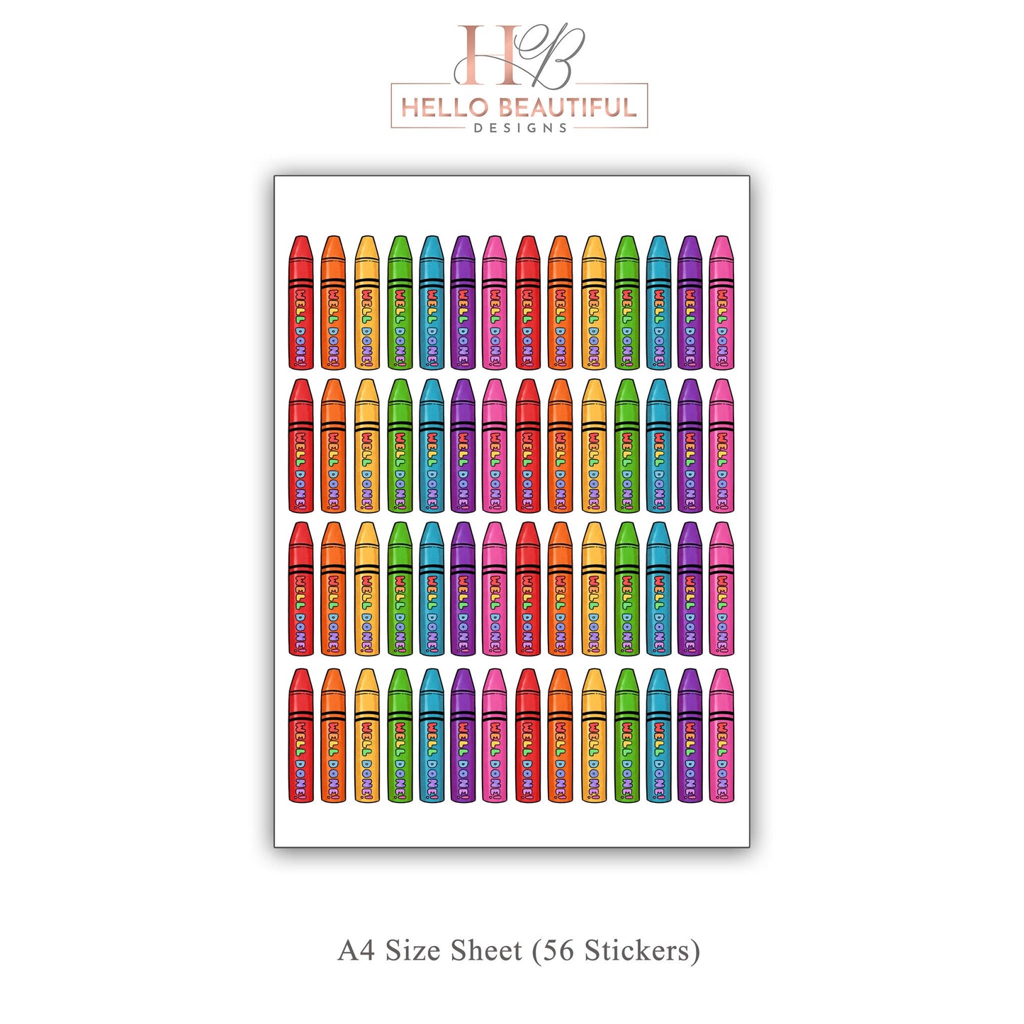 Well Done Coloured Pencils Sticker Sheet, Teacher Stickers, Reward Stickers, Children's Stickers, Crayon Sticker, Teachers, Marking Work