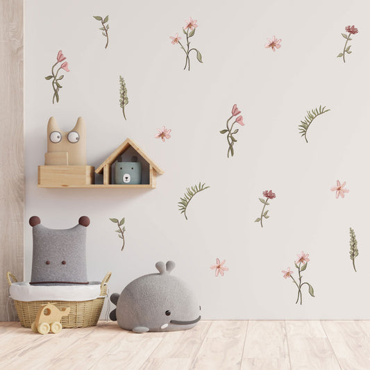 Nursery Wallpaper Kid Wall Sticker Wildflower Wall Decal Flower