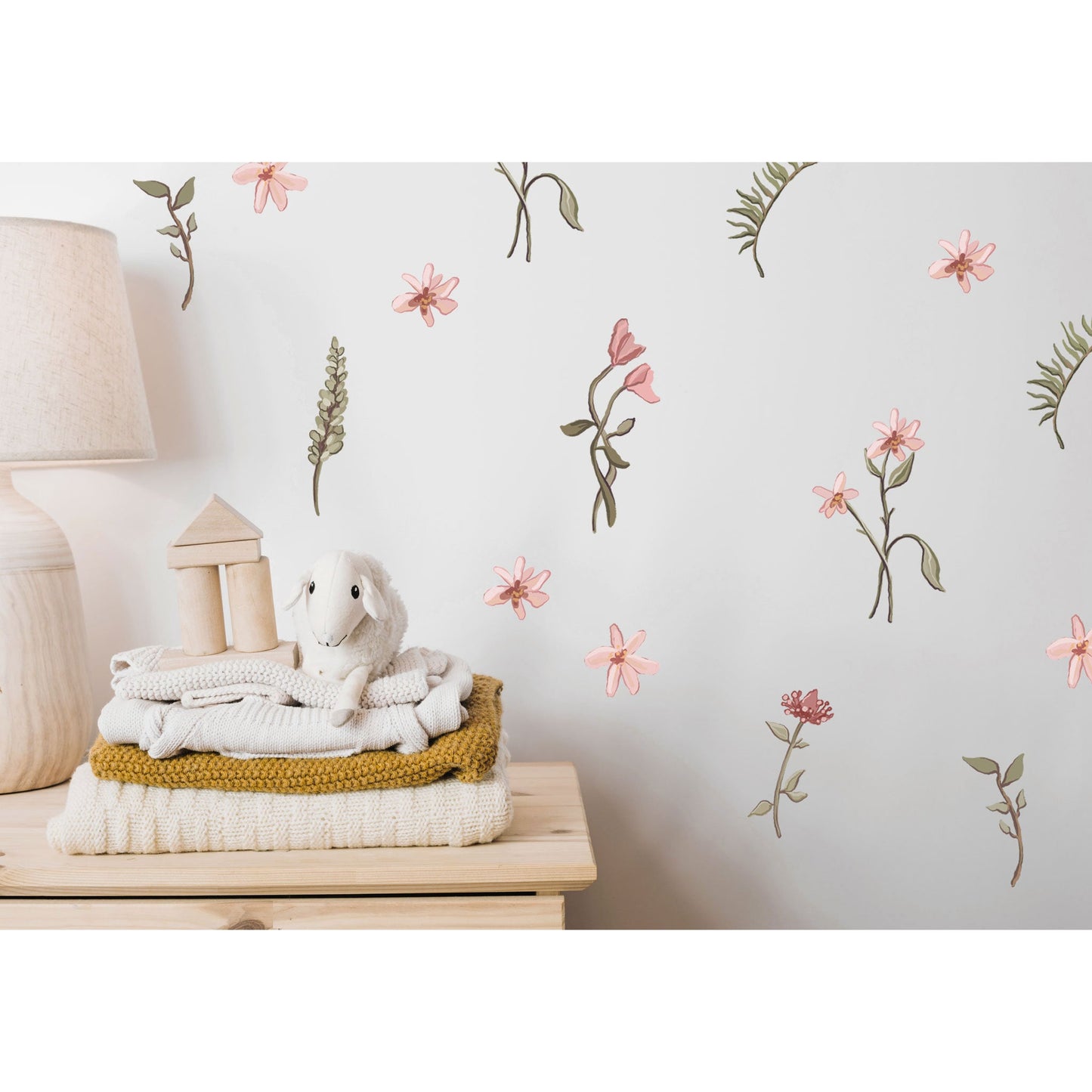 Wildflower Wall Decor Boho Flower Wall Art Floral Wall Decal Girls Bedroom Removable Flower