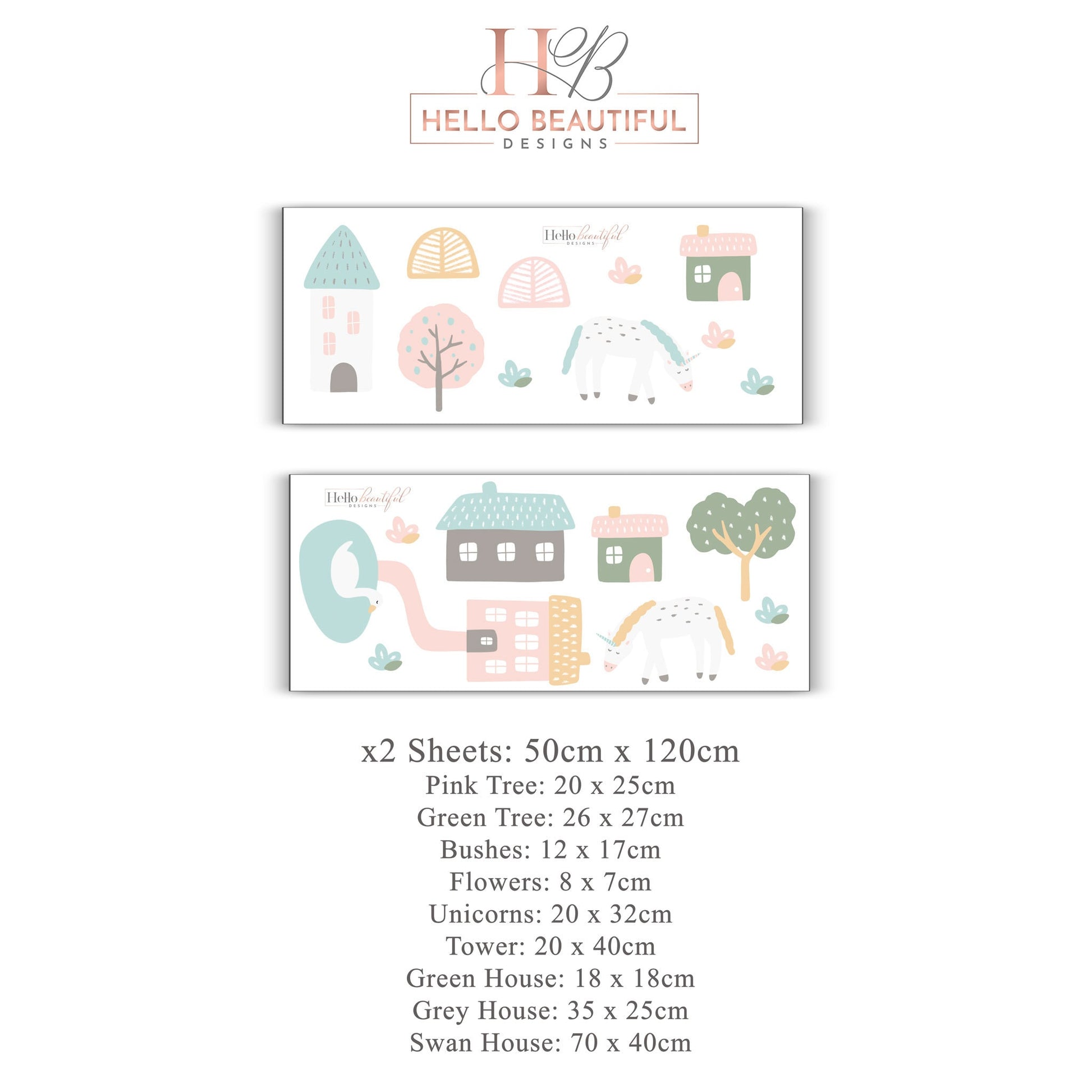 Unicorn Farm Wall Stickers, Nursery Wall Stickers, Unicorns Wall Decal