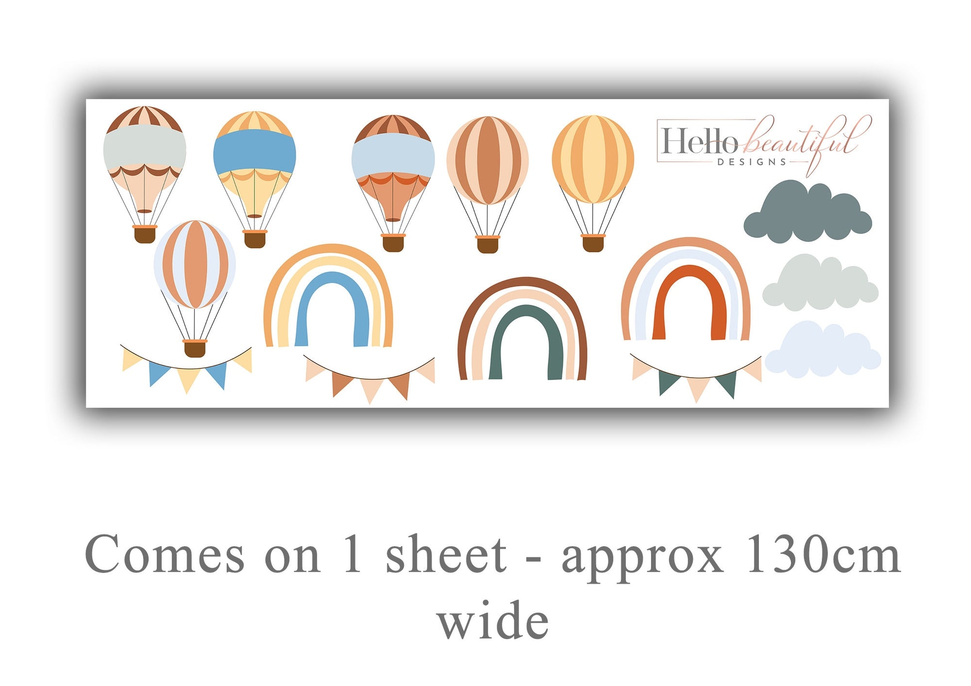 Hot Air Balloon Wall Stickers, Kids Decor, Nursery Wall Sticker Ideas, Girls And Boys Bedroom Wallpaper, Removable Stickers Idea