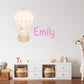 Personalised Name Hot Air Balloon Wall Sticker Kids Bedroom Girls Decor Nursery Wallpaper Idea Children Bunny Rabbit Cute Animal Toddler