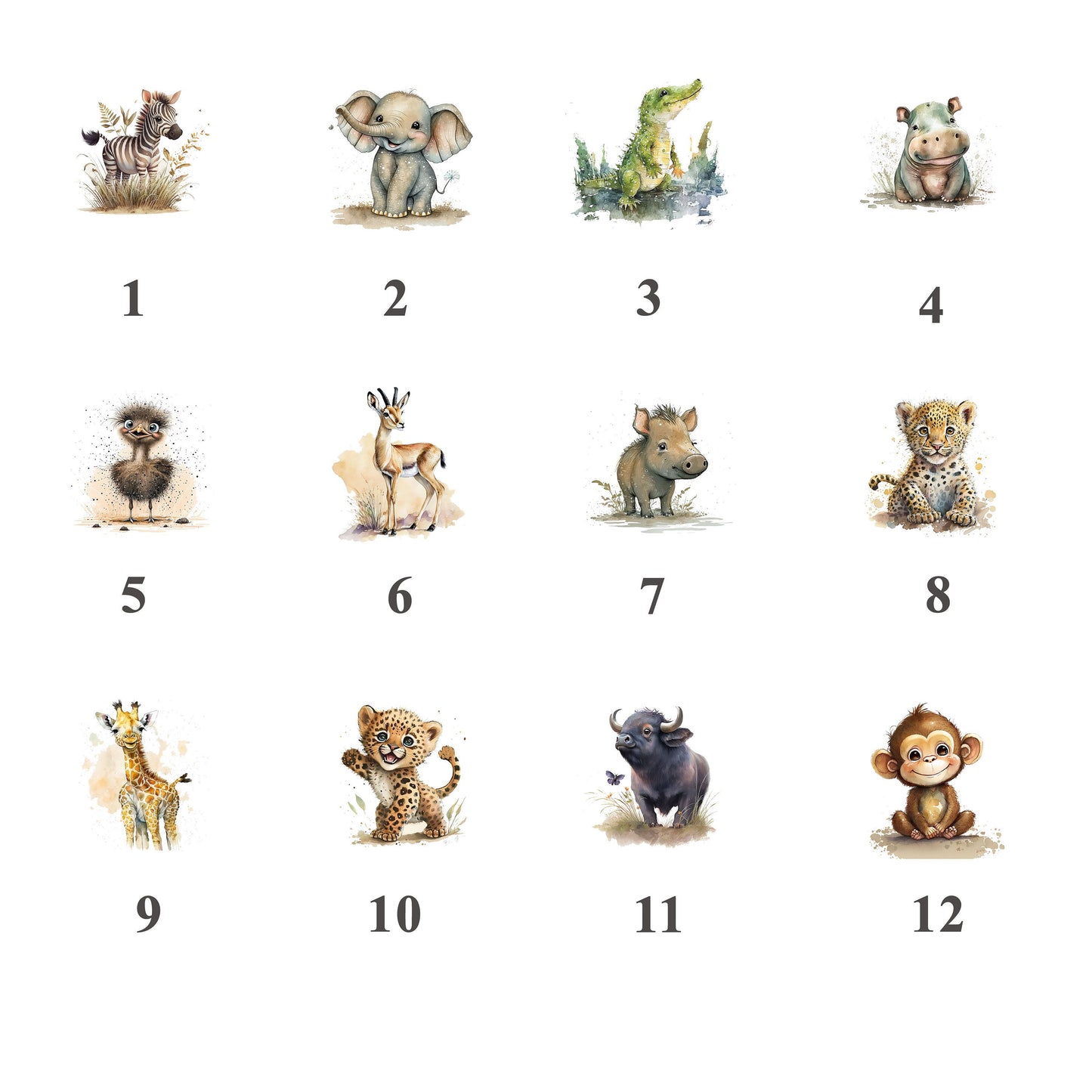 Animal Frame Prints Rainbow Cute Baby Nursery Decor Poster Safari Children's Picture Wall Art Work Boys Bedroom Girls Room Home Decor Ideas
