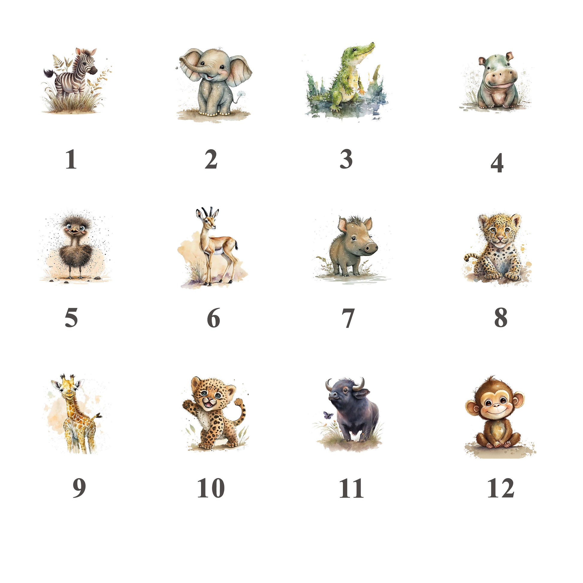 Animal Frame Prints Rainbow Cute Baby Nursery Decor Poster Safari Children's Picture Wall Art Work Boys Bedroom Girls Room Home Decor Ideas