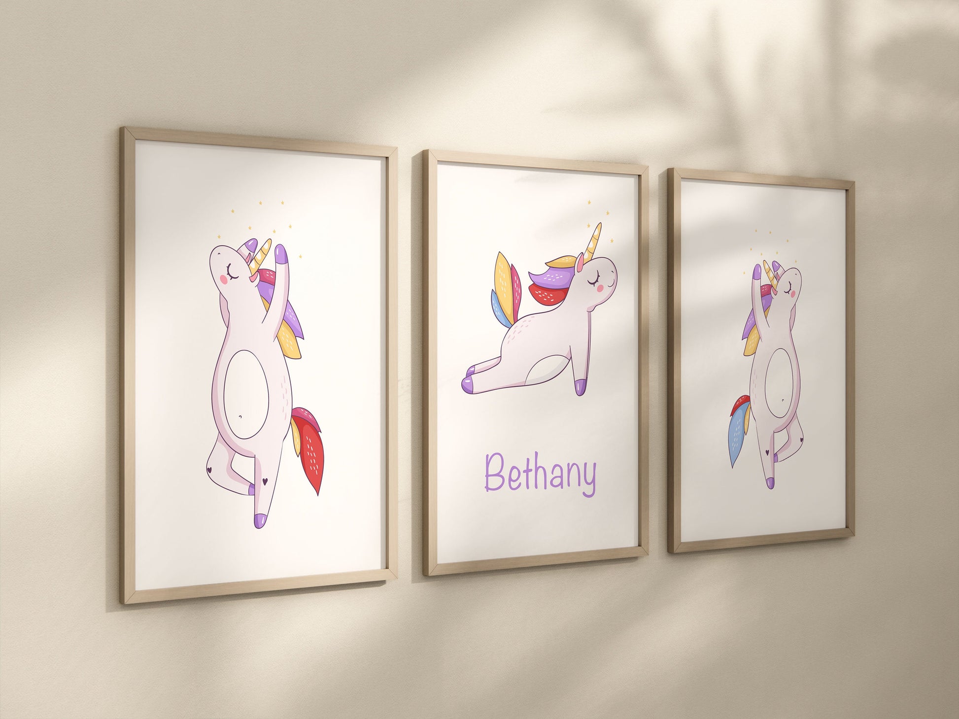 Personalised Name Unicorn Prints Unframed Nursery Decor Idea Girls Bedroom Framed Pictures Wall Paper Designs Magical Dancing Unicorns Names
