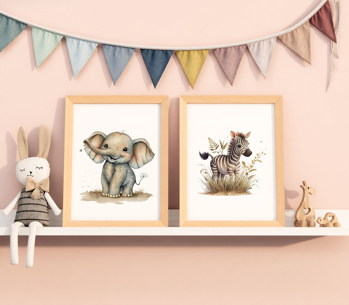 Animal Frame Prints Rainbow Cute Baby Nursery Decor Poster Safari Children's Picture Wall Art Work Boys Bedroom Girls Room Home Decor Ideas