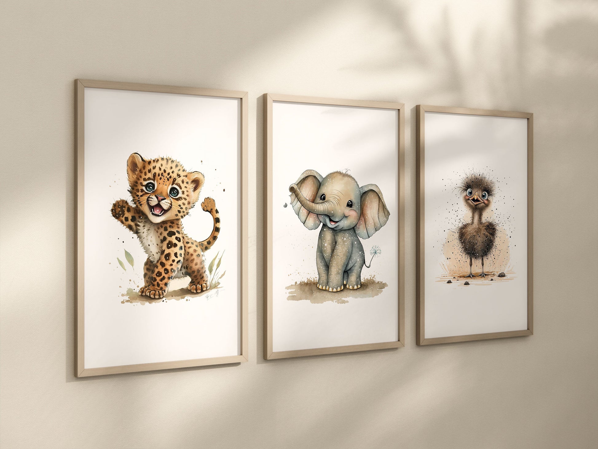 Animal Frame Prints Rainbow Cute Baby Nursery Decor Poster Safari Children's Picture Wall Art Work Boys Bedroom Girls Room Home Decor Ideas