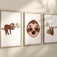 Animal Framed Prints Cute Baby Sloth Nursery Decor Poster Safari Children's Picture Wall Art Boys Bedroom Girls Room Home Decor Ideas