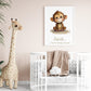 Personalised Named Print Cute Animal Nursery Art Inspirational Quote Kids Baby Monkey Framed Poster Unframed Girls Bedroom Boys Decor Ideas