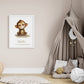 Personalised Named Print Cute Animal Nursery Art Inspirational Quote Kids Baby Monkey Framed Poster Unframed Girls Bedroom Boys Decor Ideas