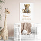 Personalised Named Print Cute Animal Nursery Art Inspirational Quote Kids Baby Safari Framed Poster Unframed Girls Bedroom Boys Decor Ideas