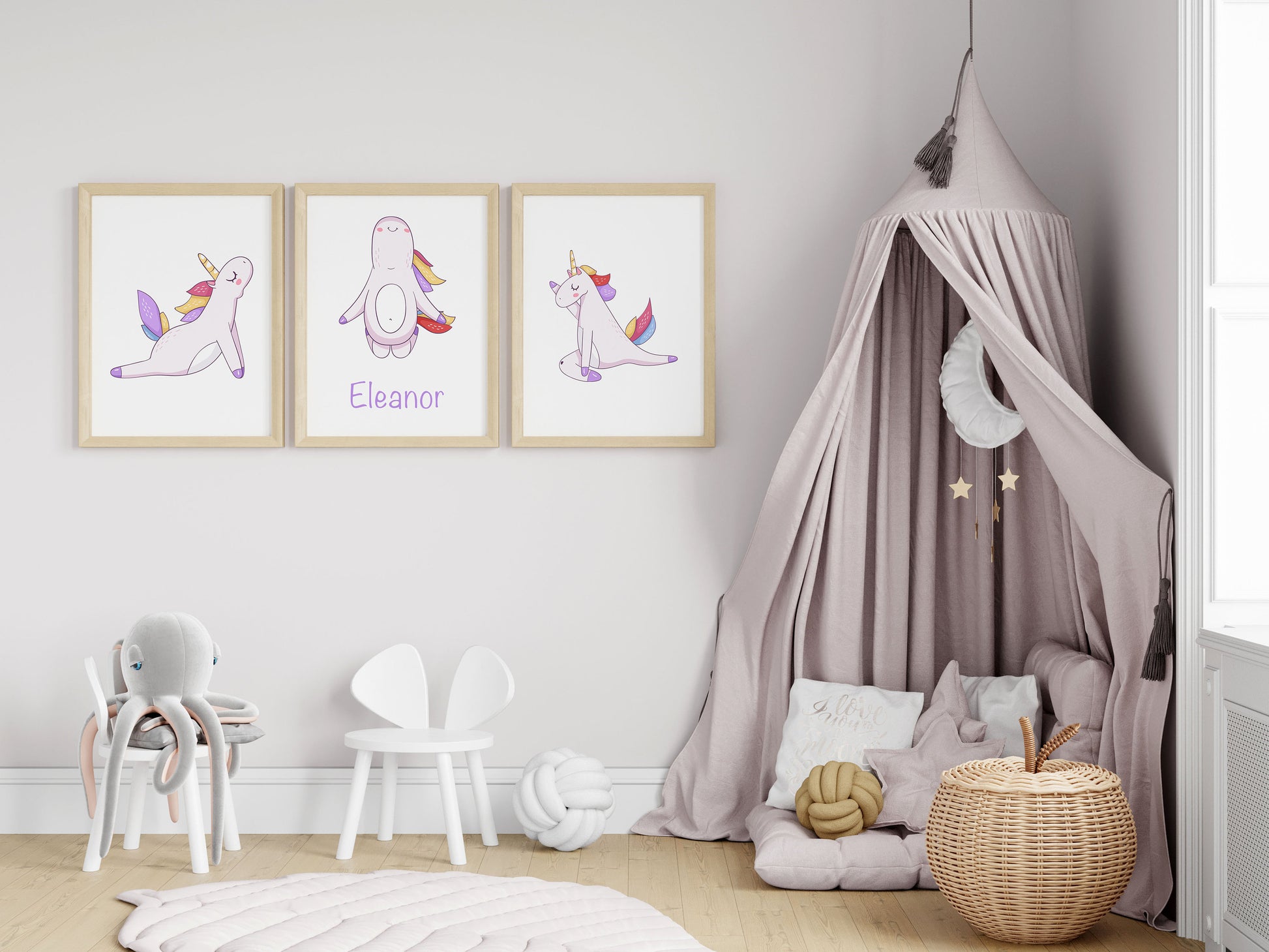 Personalised Name Unicorn Print Children Unframed Bedroom Unicorn Picture Print