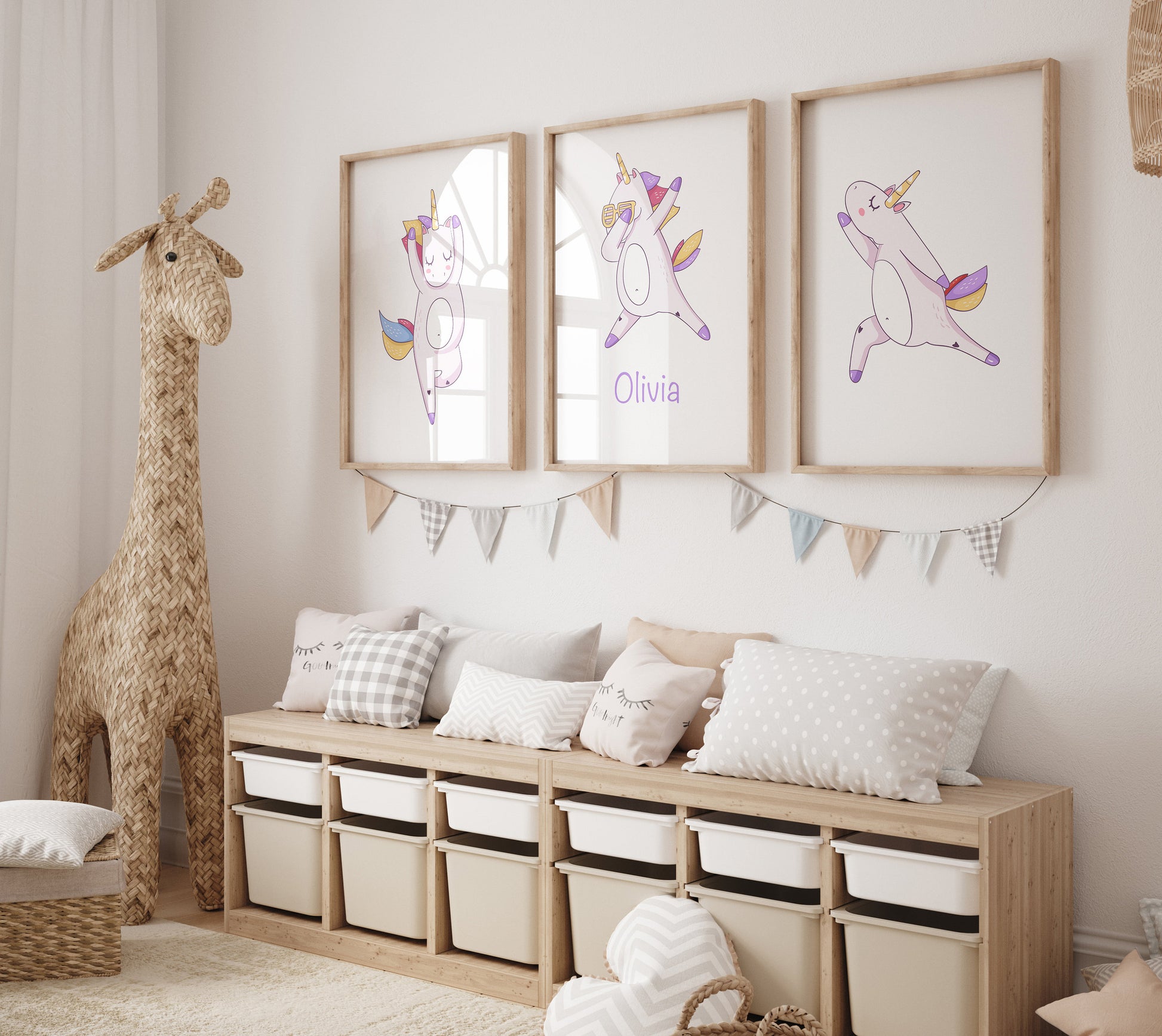 Unicorn Print Name Unicorn Picture Framed Girl Bedroom Unicorn Picture Print