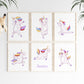 Children Unframed Name Picture Unicorn Print Name Bedroom Unicorn Picture Print