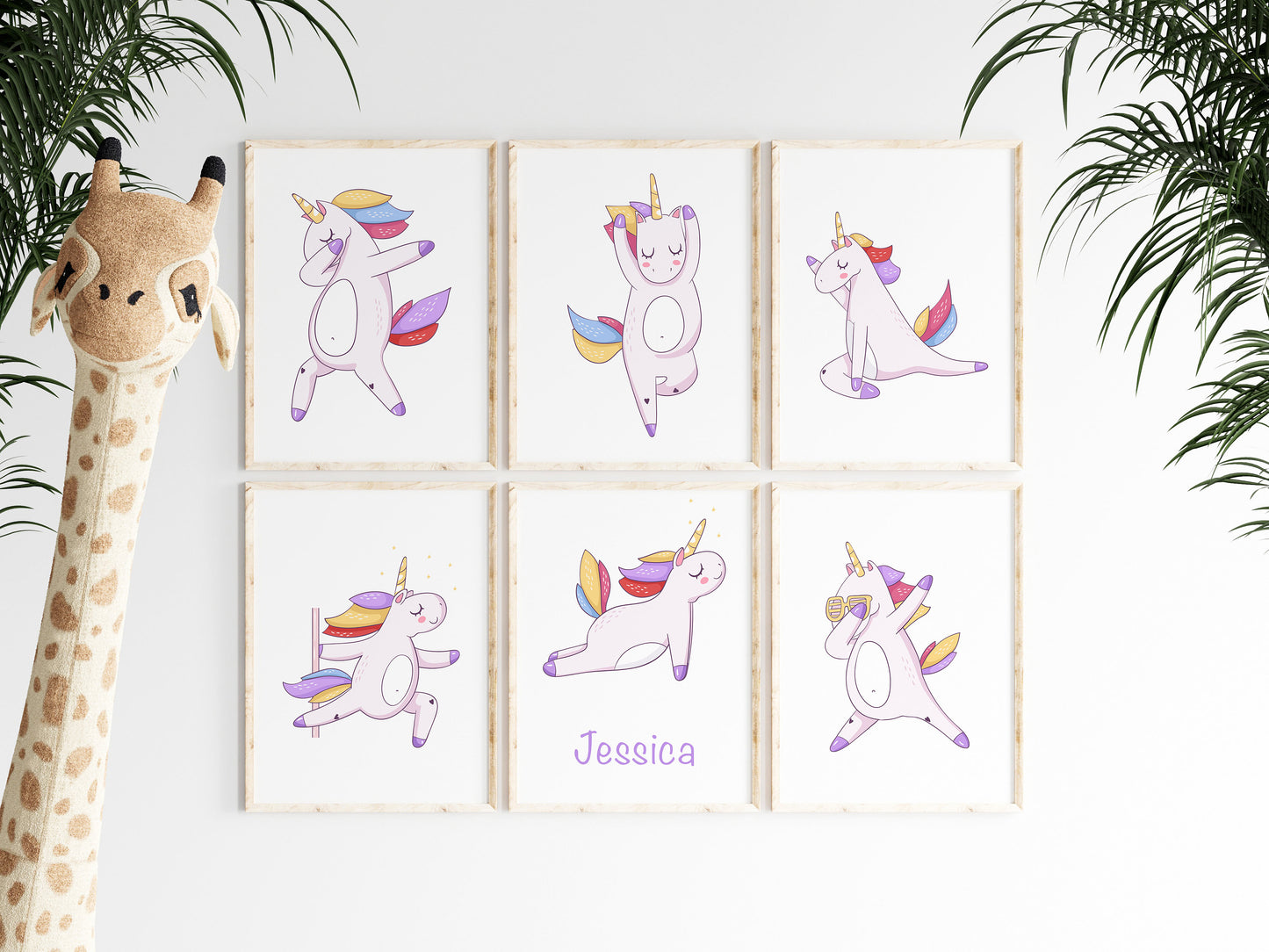 Children Unframed Name Picture Unicorn Print Name Bedroom Unicorn Picture Print
