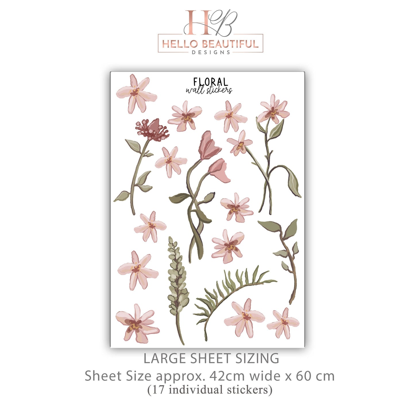 Large Meadow Flower Wall Sticker Wildflower Nursery Decor Floral Wall Decal Girl Bedroom Decor Boho Wild Flower Wall Art Large Wall Sticker