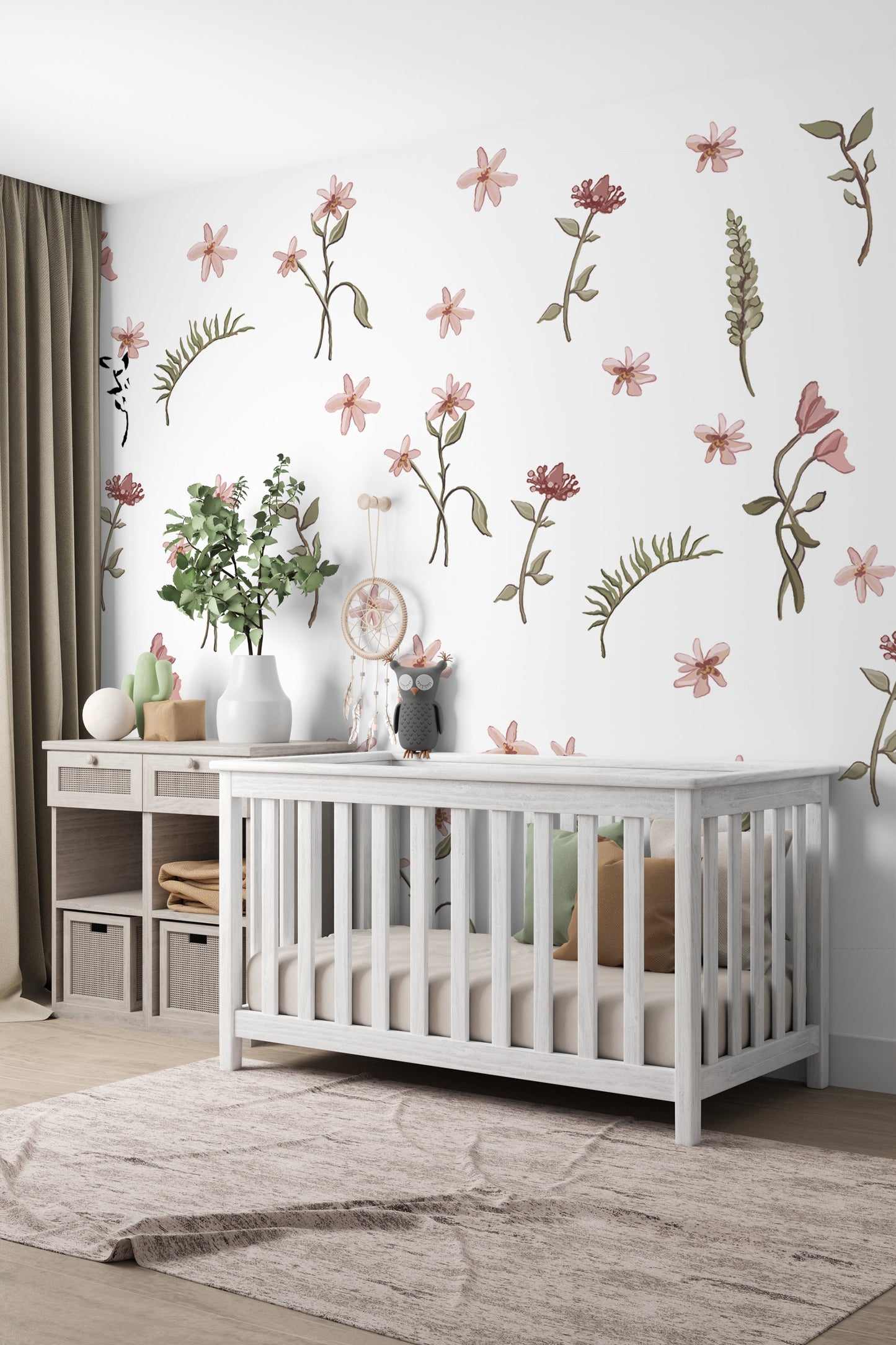 Large Wildflower Wall Decal Floral Boho Flower Wall Art Floral Wall Decal Reusable Removable