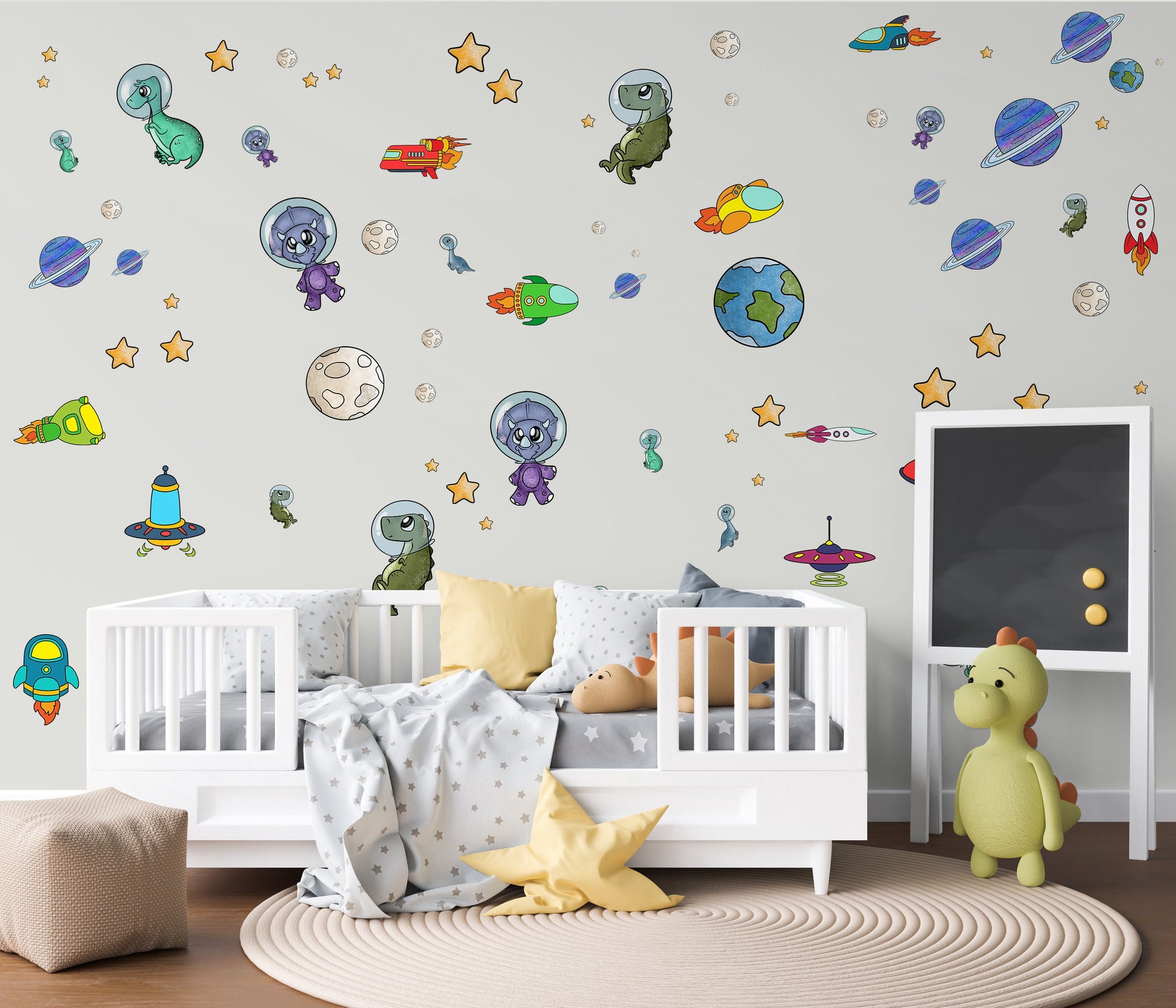 Space Wall Sticker Dinosaur Decal Space Decal Dinosaur Wall Decal Space Night Sky
