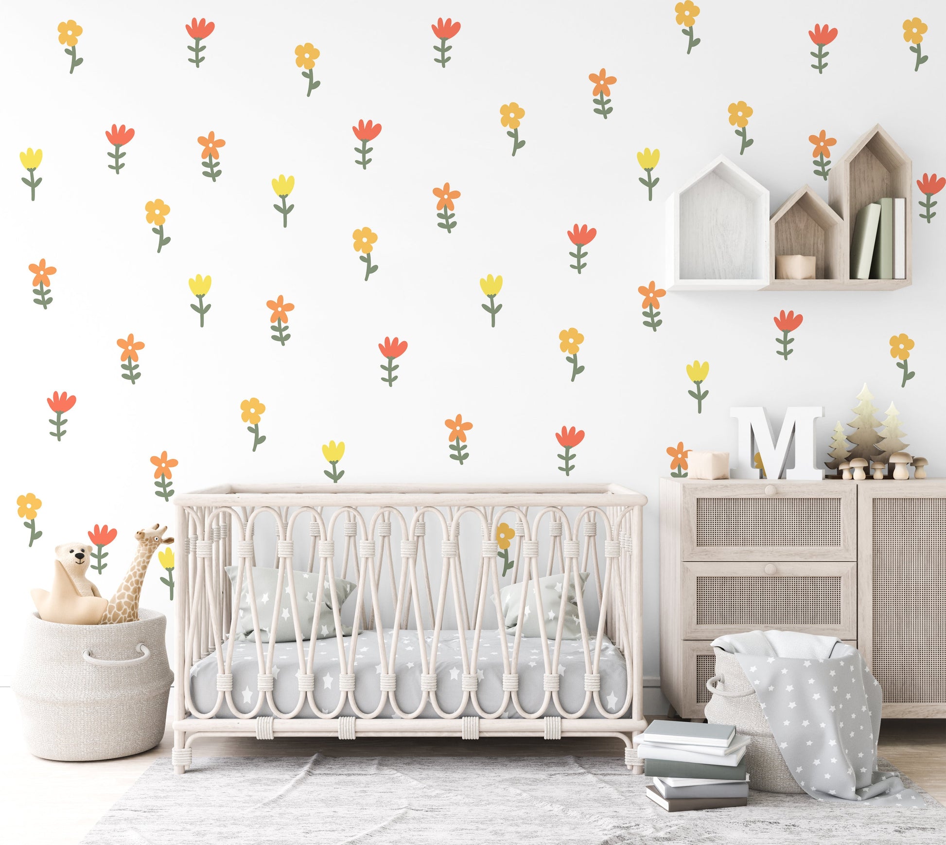 Decal Girls Bedroom Decor Reusable Removable Flower Wall Sticker