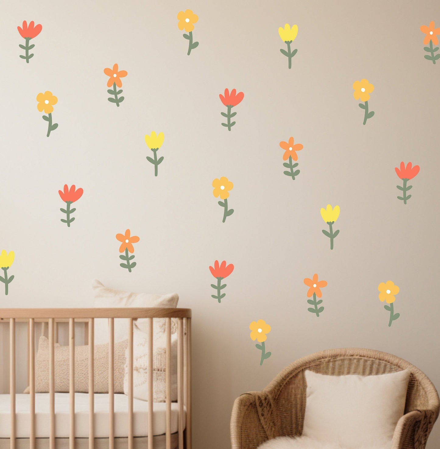 Wildflower Wall Decor Boho Flower Decor Reusable Removable Flower