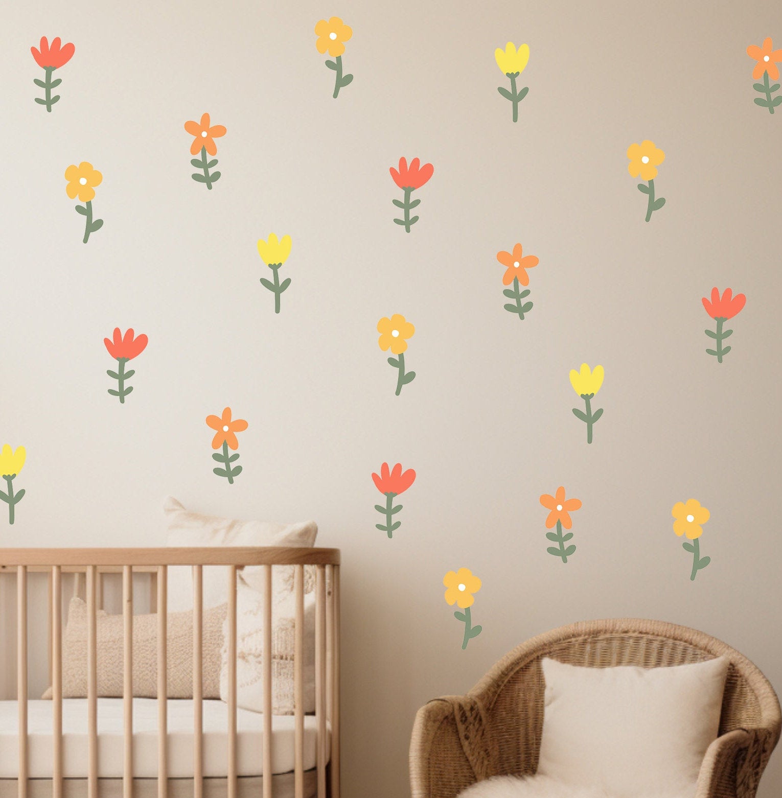 Wildflower Wall Decor Boho Flower Decor Reusable Removable Flower