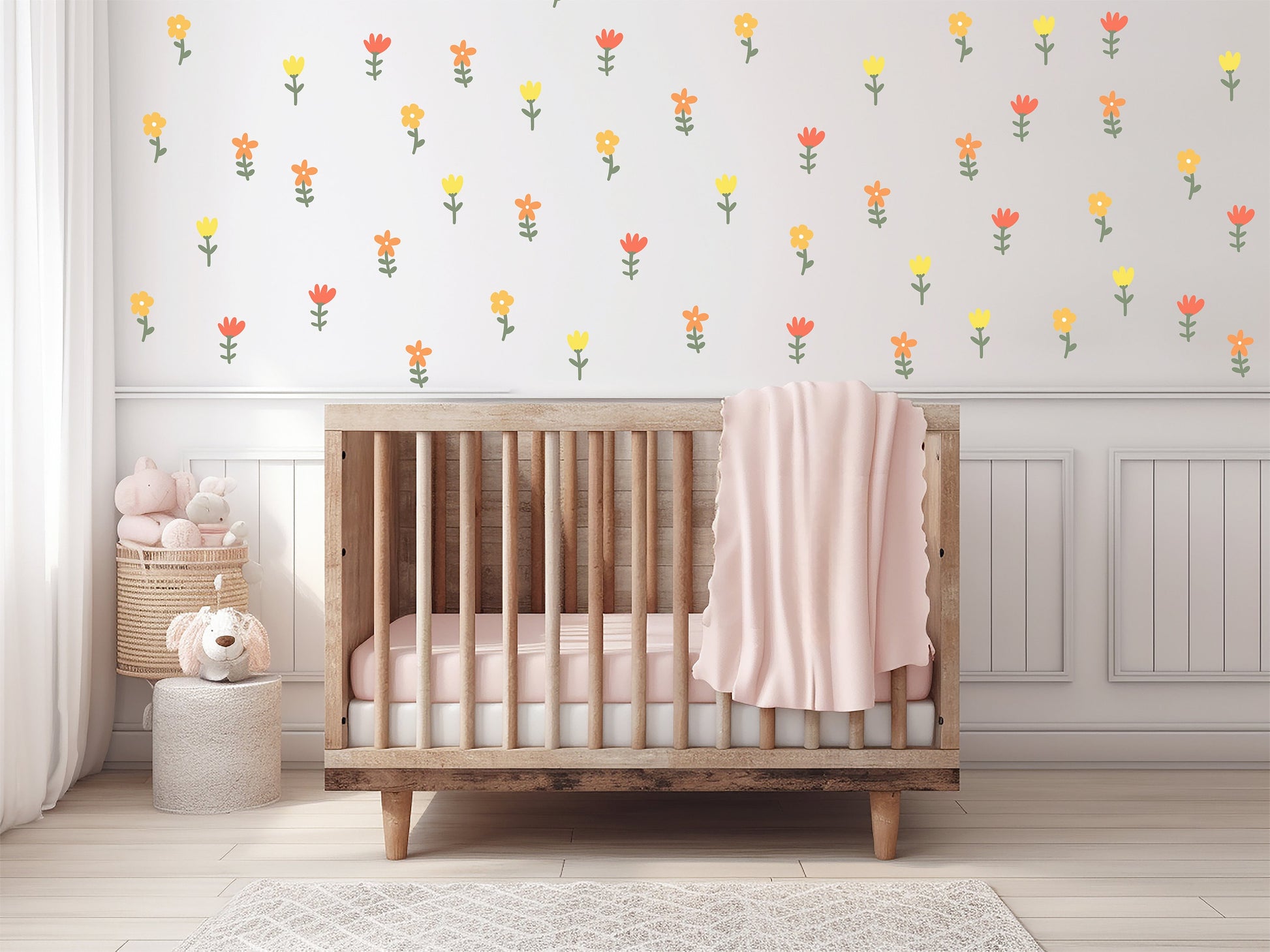 Wildflower Wall Decal Floral Nursery Decor Boho Flower Wall Art Floral Wall